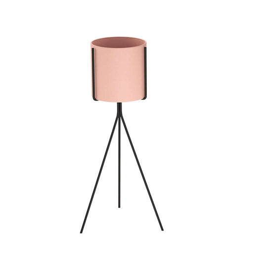 Modern pink planter with black tripod stand, affordable quality homewares, and value furniture.