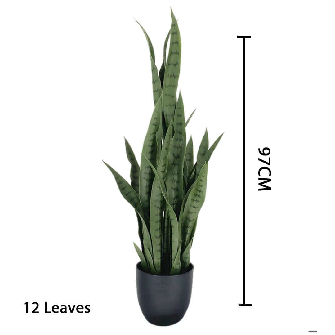 97cm tall artificial plant with 12 leaves in black pot, affordable quality homeware for value furniture setups.