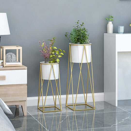 Elegant indoor plant stands in a modern living room, showcasing affordable, quality homewares and value furniture.