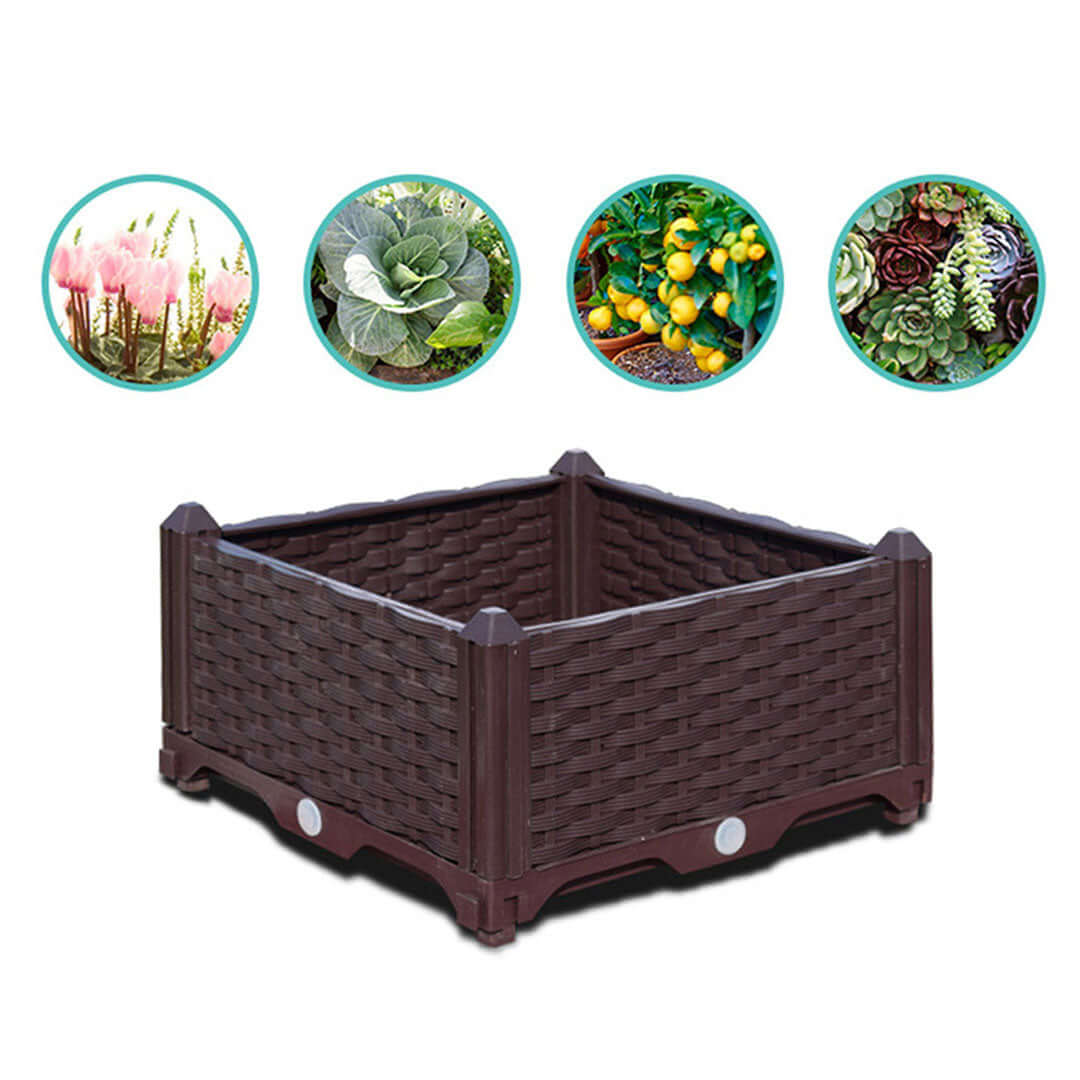 Quality brown wicker garden box for plants and vegetables, offering affordable homeware solutions and value furniture for gardening.