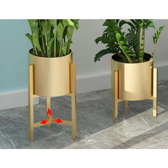 Modern gold planters with green plants, showcasing affordable homewares and quality value furniture for stylish interiors.