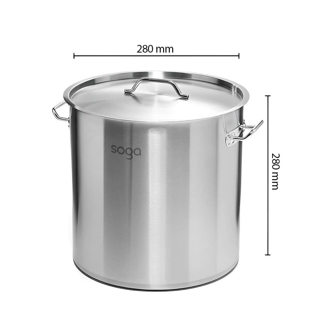 Soga stainless steel cooking pot with lid - 280mm diameter, 280mm height, affordable quality homewares.