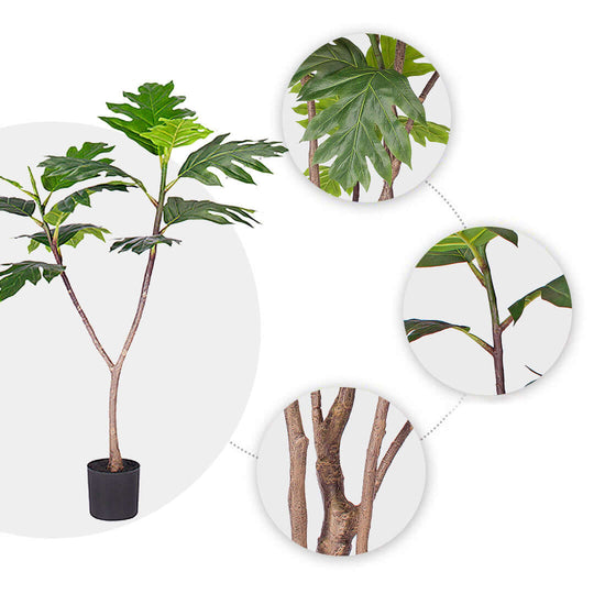 Affordable quality homewares - detailed close-ups of value furniture with potted plant, leaves, and branches in focus.