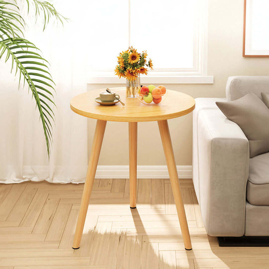 Affordable quality homewares - stylish round wooden table with fruits and flowers, value furniture for modern living rooms.