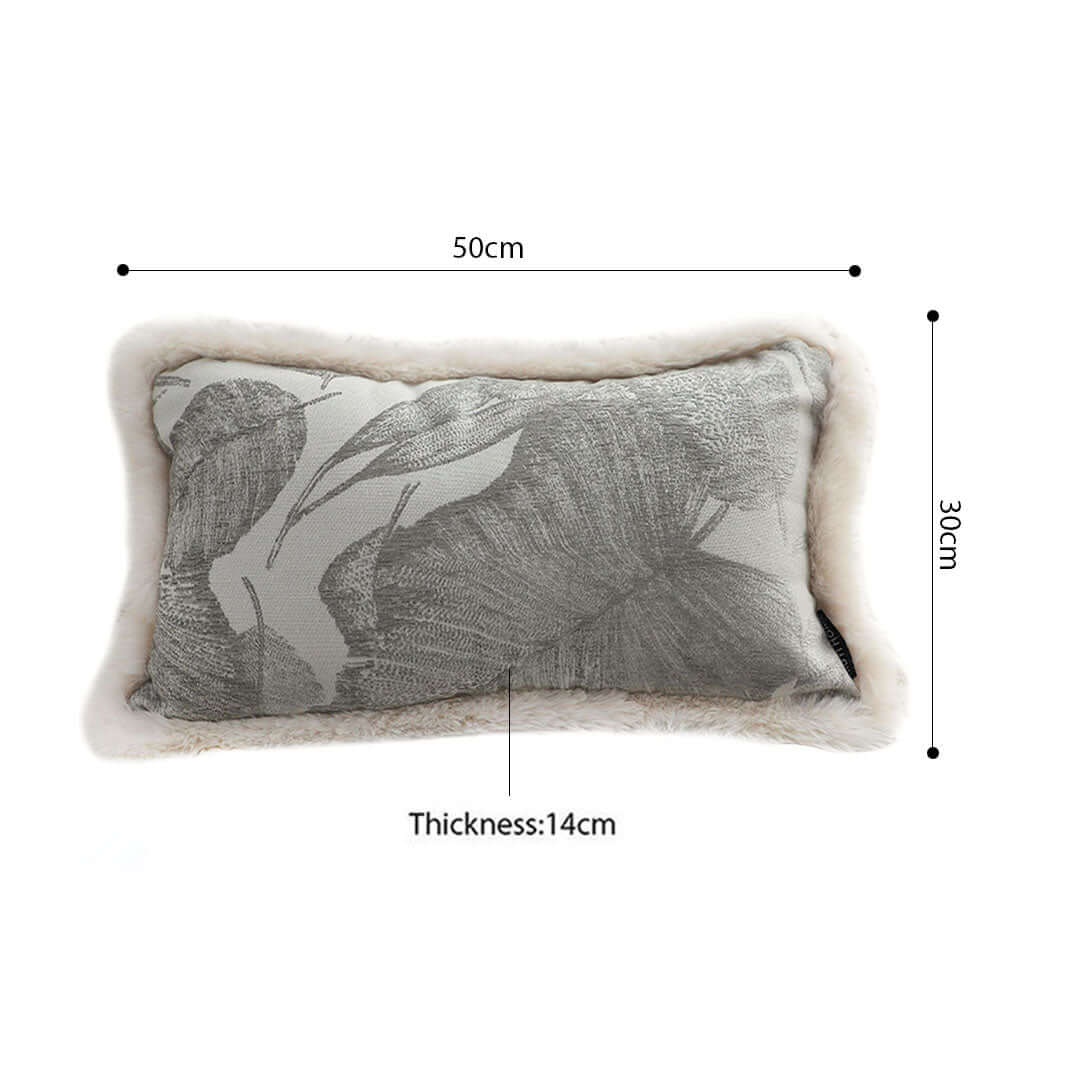 Soft decorative pillow with leaf pattern, 50cm by 30cm, thickness 14cm, ideal for affordable homewares, quality value furniture.