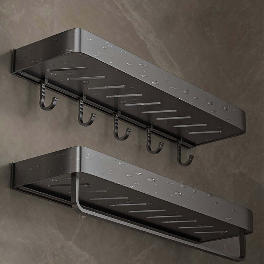 Affordable quality homewares - sleek value furniture wall-mounted shelves with hooks.