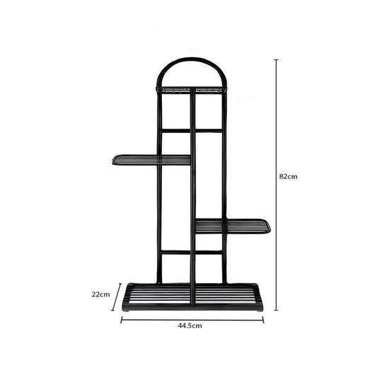 Modern black metal rack with measurements for affordable homewares, quality value furniture.