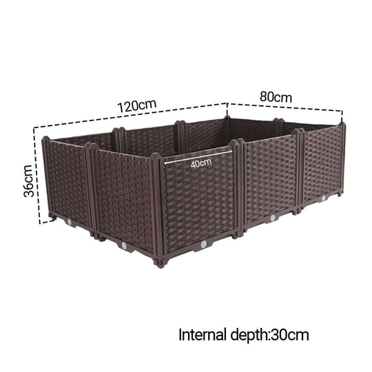 Affordable quality homewares brown garden planter with value furniture design and dimensions marked as 120cm x 80cm x 36cm