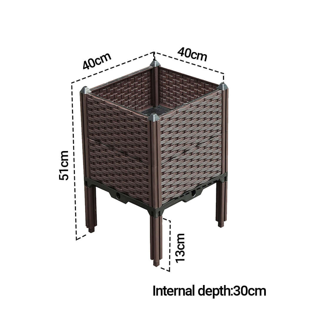 Affordable quality wicker planter measuring 40cm x 40cm x 51cm, ideal for homewares and value furniture setups.