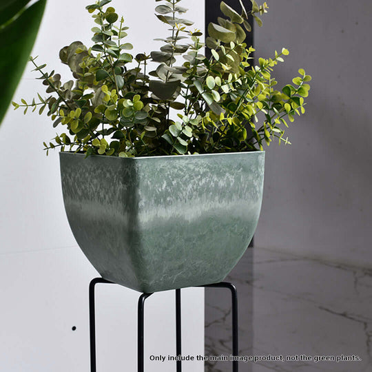 Modern grey planter with greenery, perfect for affordable homewares and adding quality value furniture to interior decor.