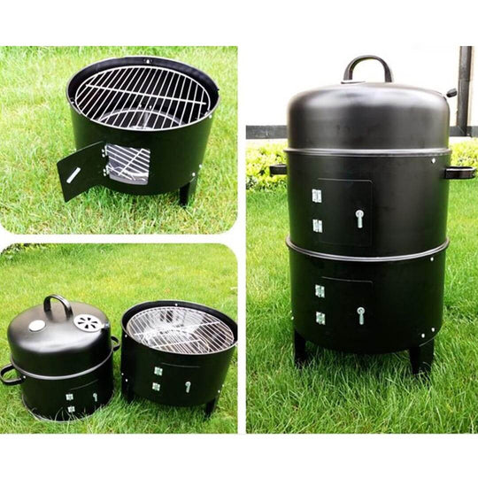 High-quality affordable black barbecue smoker with multiple sections, great value for home cooking and outdoor grilling.