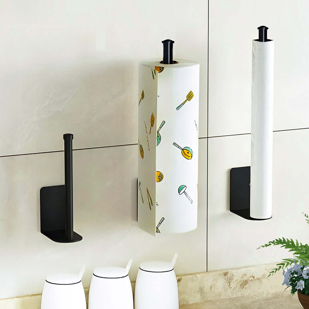 Affordable quality homewares - sleek wall-mounted paper towel holder and cling film dispenser for value furniture kitchens