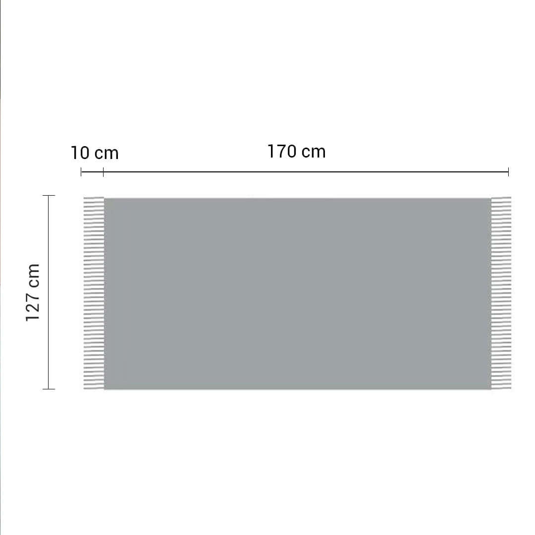 Dimensions of a rectangular rug, marked as 170 cm in width and 127 cm in length, designed for affordable and quality homewares with value furniture.