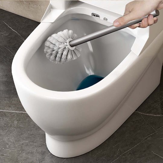 Cleaning a toilet bowl with a brush for maintaining affordable, quality homewares and value furniture.