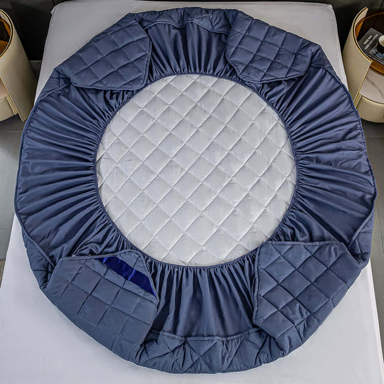 Affordable quality homeware with value furniture, featuring a versatile quilted circular cushion in elegant blue and white design.