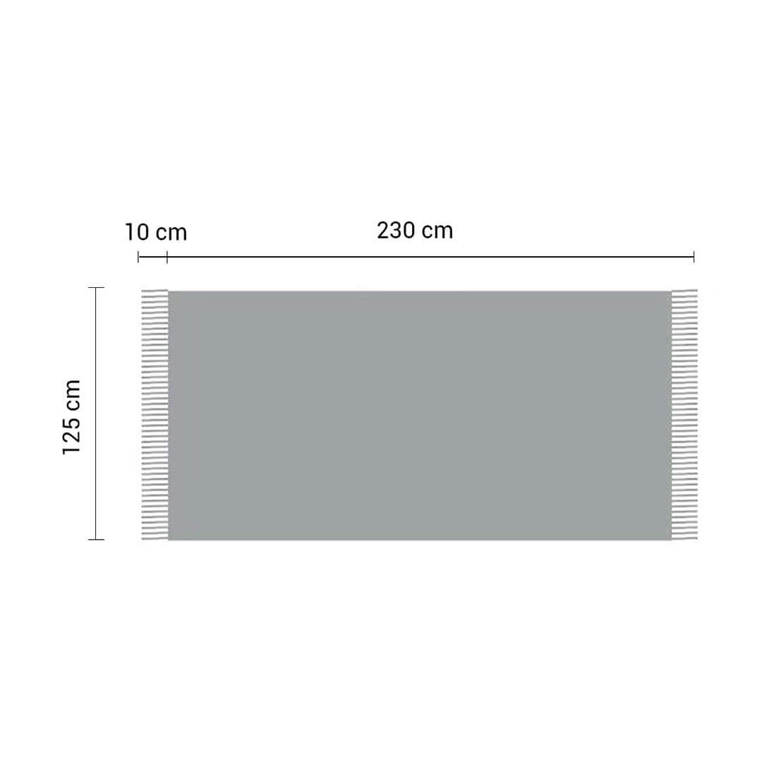 Dimensions of a rectangular rug measuring 230 cm by 125 cm - affordable homewares, quality value furniture.