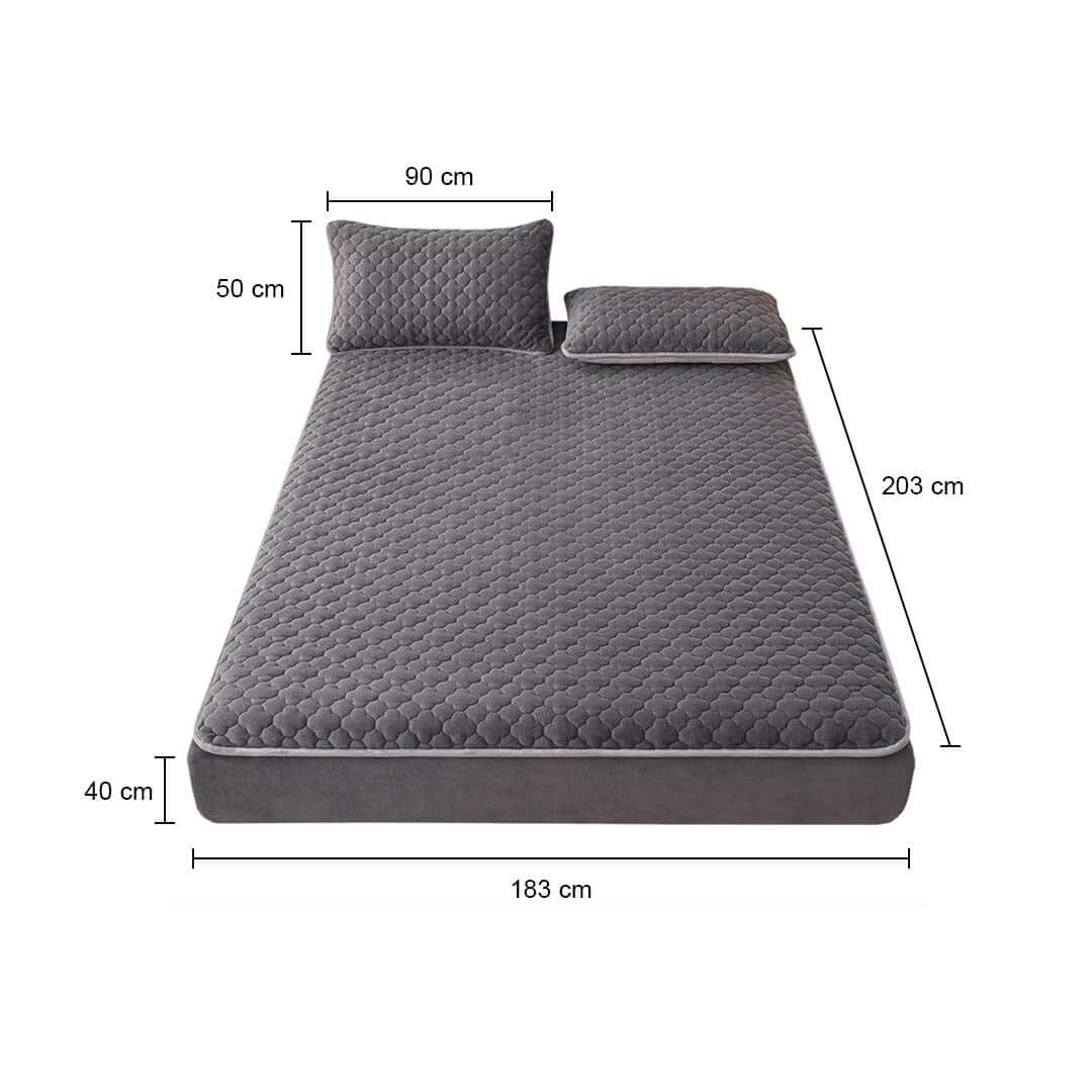 Affordable quality value furniture gray mattress with dimensions and two pillows