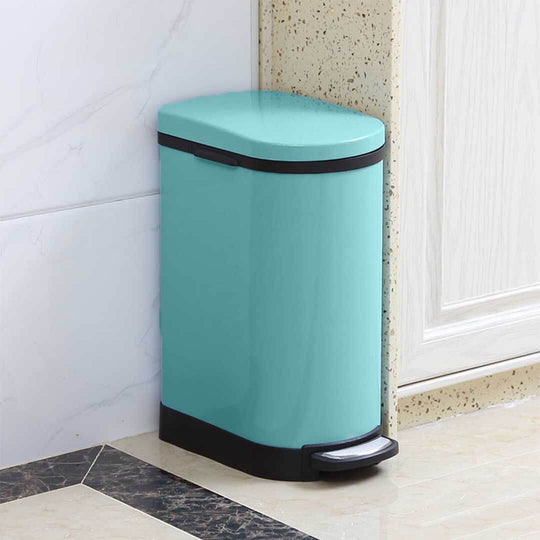 Affordable quality turquoise pedal trash can for homewares and value furniture.