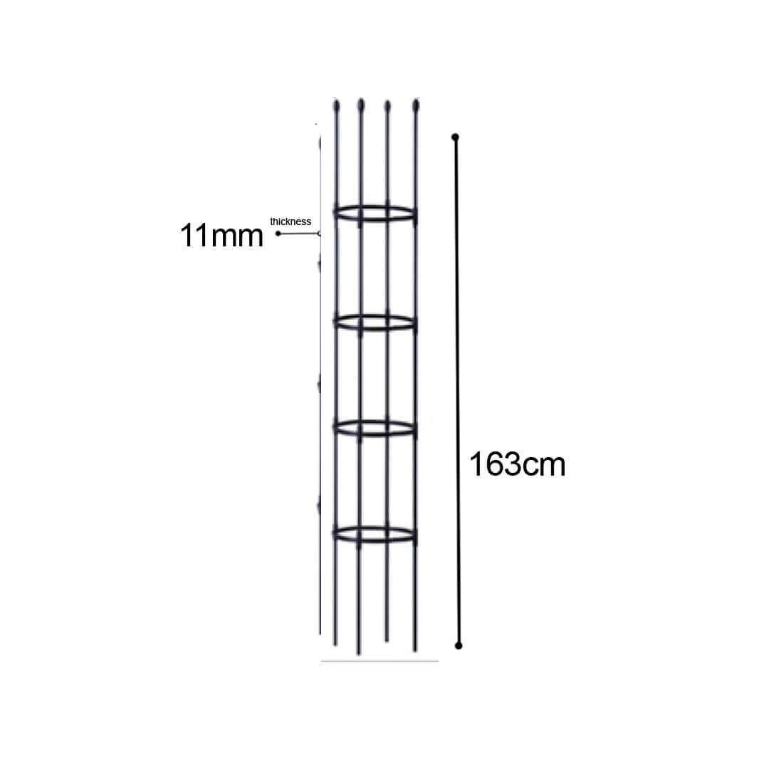 Affordable quality homeware black metal rack with 4 circular levels, measuring 163cm in height and 11mm in thickness.