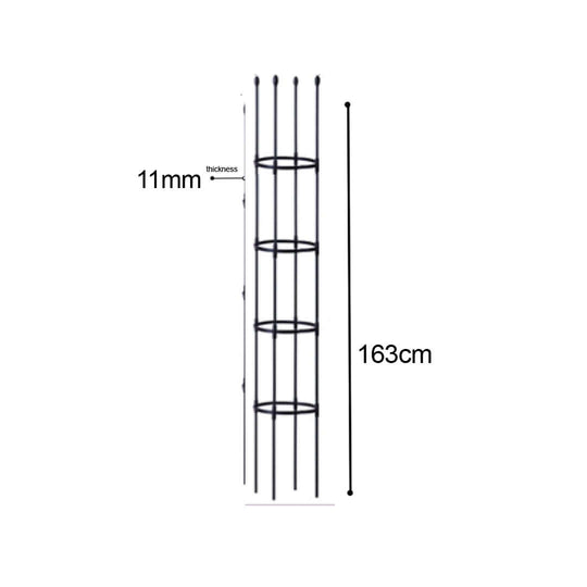 Affordable quality homeware black metal rack with 4 circular levels, measuring 163cm in height and 11mm in thickness.