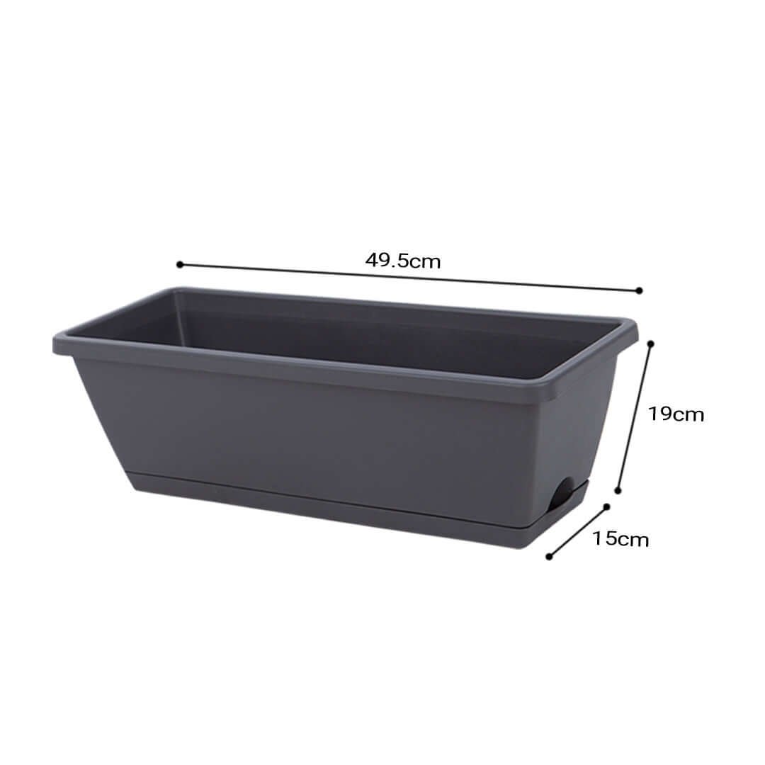 Affordable quality black rectangular planter box with dimensions 49.5cm x 19cm x 15cm - perfect value furniture for homewares.