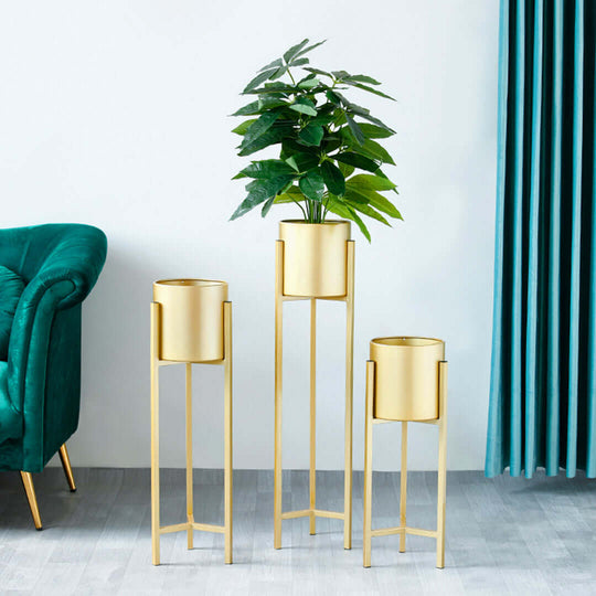 Elegant indoor plant stands in gold finish for affordable, quality homewares and value furniture.