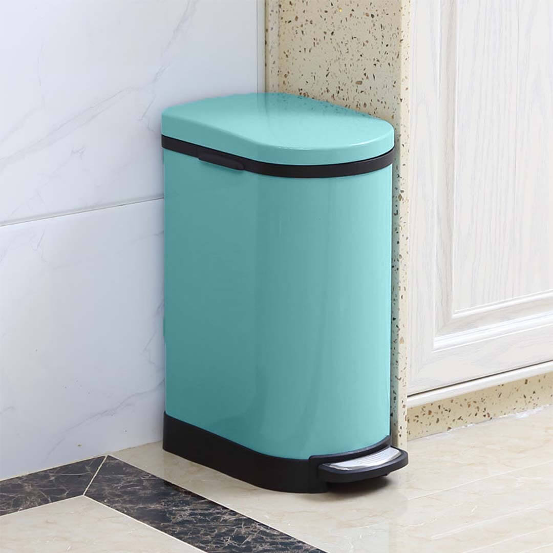 Affordable turquoise homewares - Quality value furniture step trash can for modern kitchens