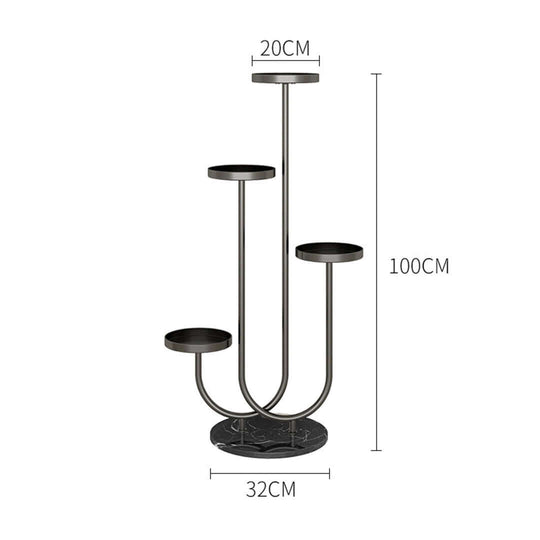 Affordable quality homewares - modern black metal plant stand, 100cm tall, 32cm wide, with multiple tiers, perfect value furniture for plant display.