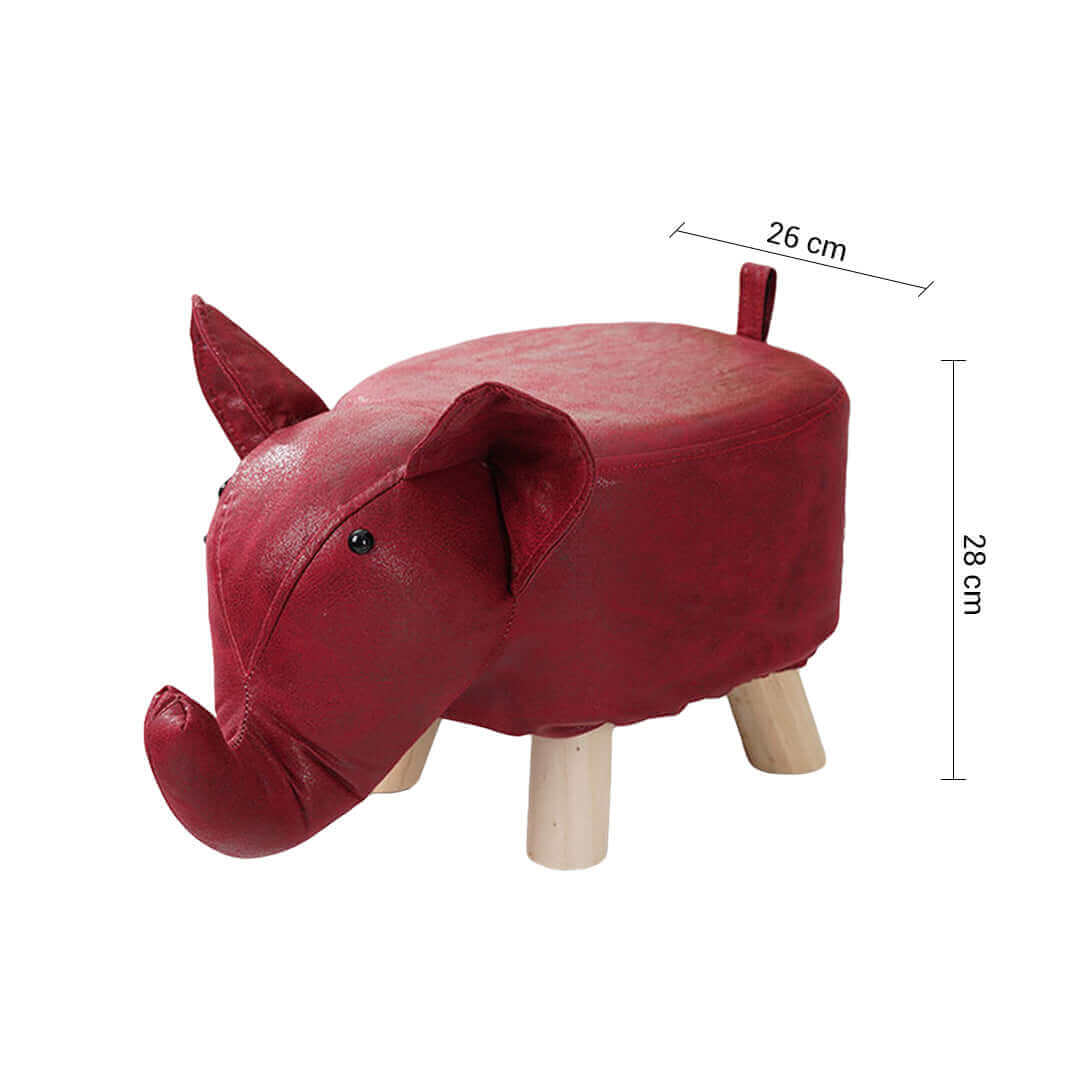 Affordable quality elephant-shaped ottoman for home decor - sturdy value furniture in red with wooden legs