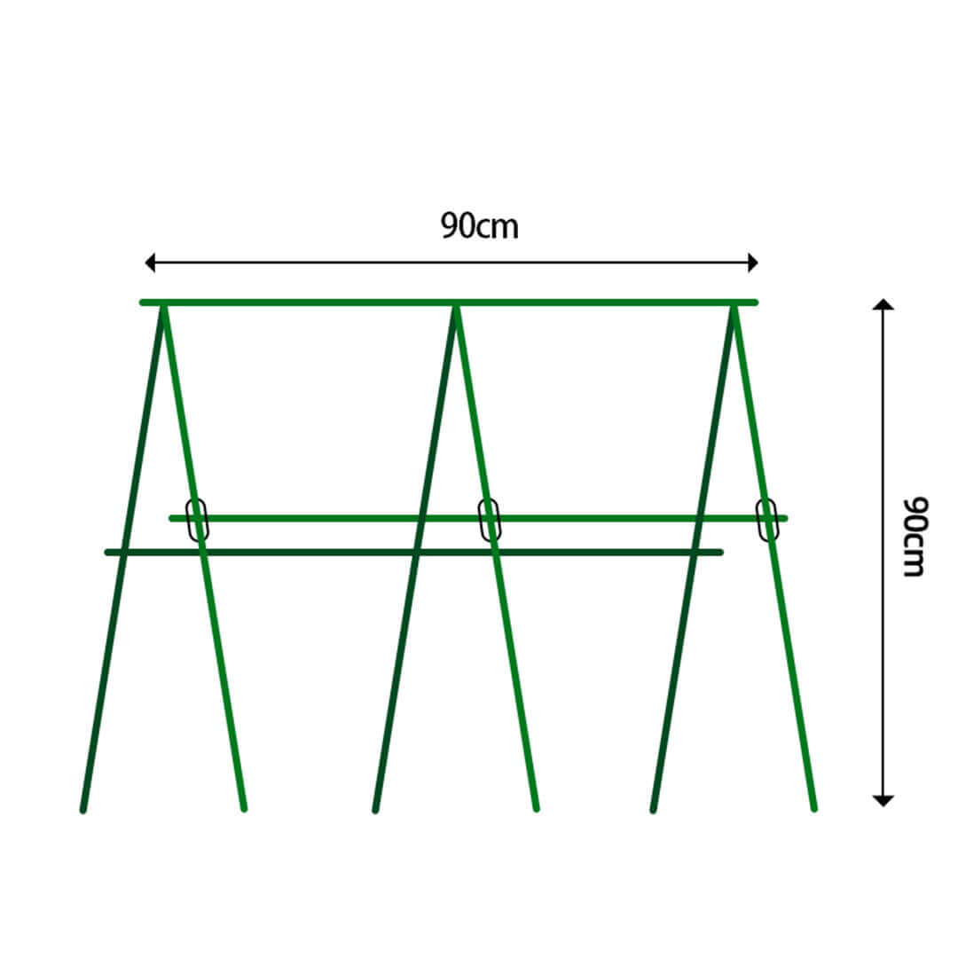 Metal garden support frame with measurements, 90cm width and height, for quality and affordable homewares value furniture.