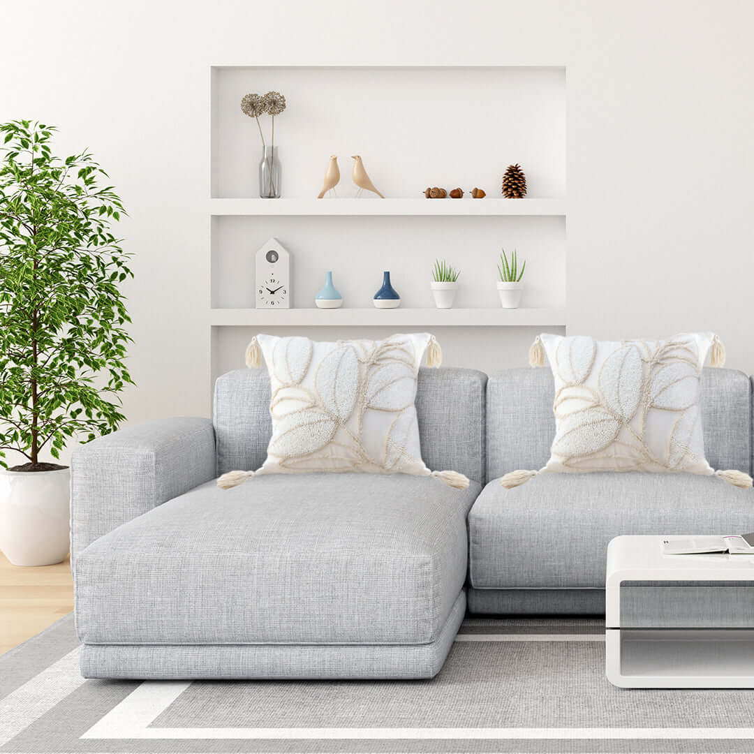 Modern living room with affordable, quality homeware sofa and value furniture, featuring stylish decor and plant.