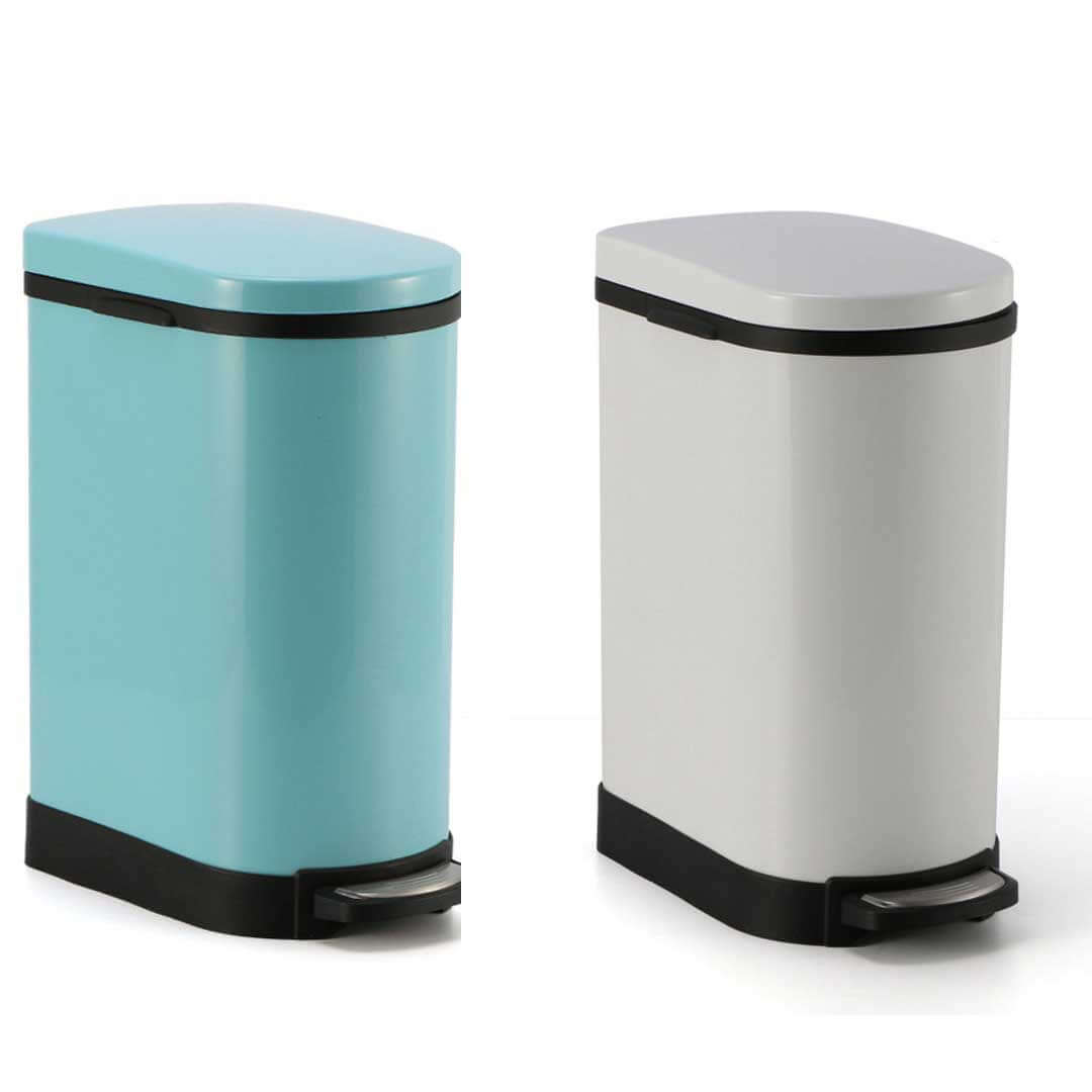 Affordable and quality homewares - blue and white pedal bins for value furniture.