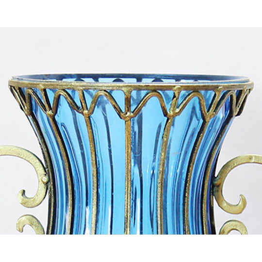 A blue decorative vase with gold accents, ideal for affordable homewares and value furniture, showcasing quality craftsmanship.