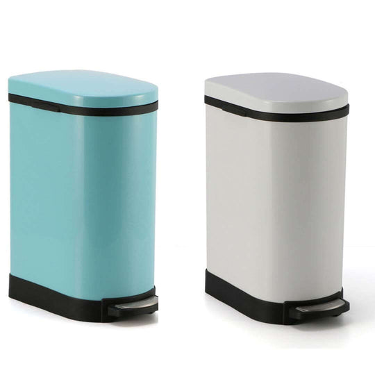 Affordable and quality homewares; value furniture twin pedal bins in blue and white.