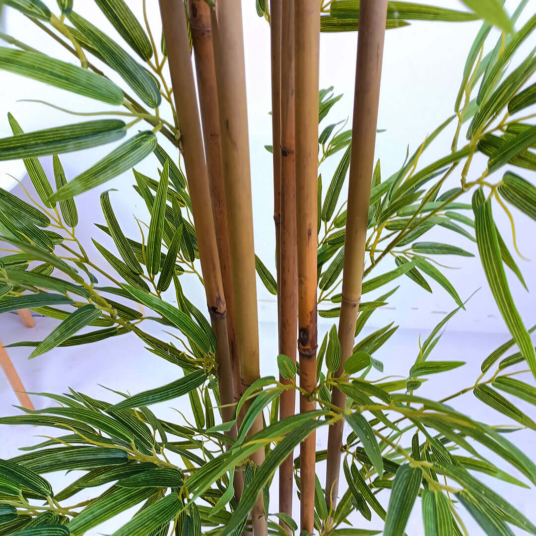 Close-up of a quality and affordable artificial bamboo plant ideal for home decor and value furniture enhancements.