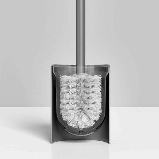 Affordable quality homewares - modern toilet brush in sleek black holder, perfect value furniture addition.