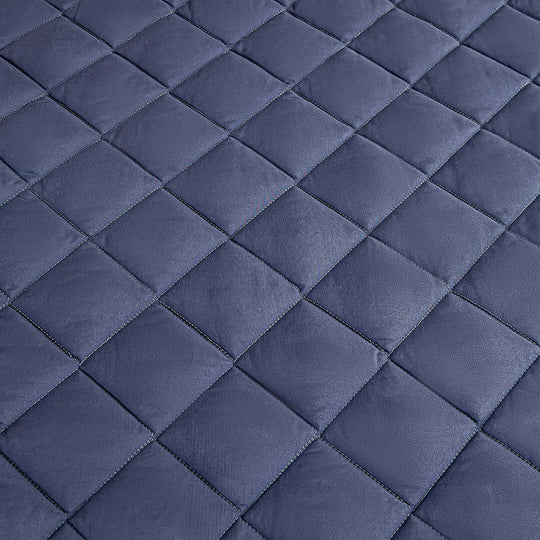 Affordable quality quilted blue fabric for homewares and value furniture.