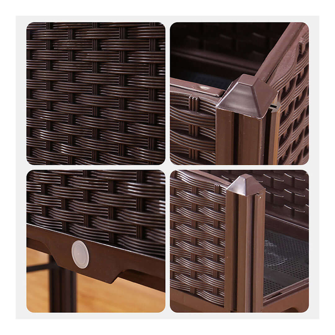 Details of quality wicker material used in affordable homewares and value furniture.