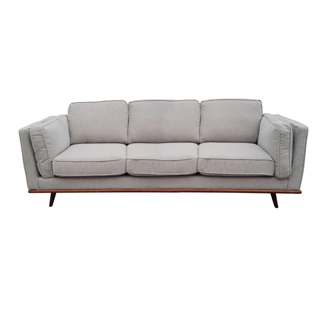 3-seater beige fabric sofa with wooden frame, modern lounge set, affordable quality, comfy cushions for living room.