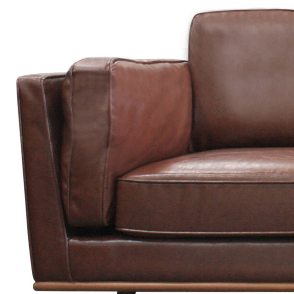 2 Seater Faux Leather Sofa Brown Modern Lounge Set with Comfy Cushions and Wooden Frame for Living Room