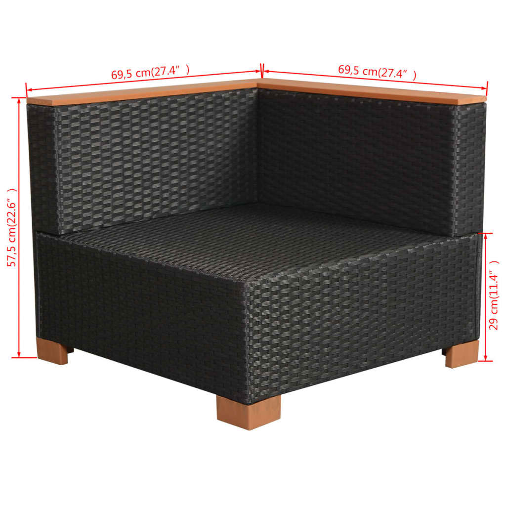 10 Piece Garden Lounge Set with Cushions Poly Rattan Black