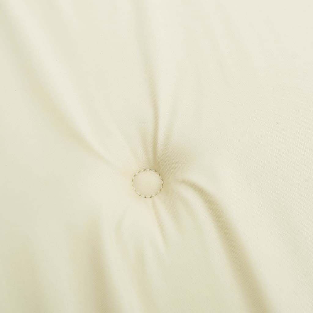 Close-up of cream Oxford fabric garden bench cushion showcasing its durable, affordable, and quality material.