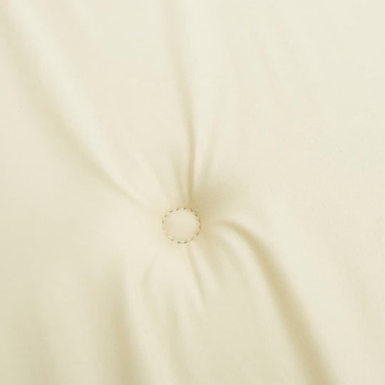 Close-up of cream Oxford fabric garden bench cushion showcasing its durable, affordable, and quality material.