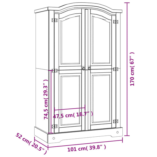 Wardrobe Mexican Pine Corona Range 2 Doors