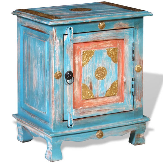 Nightstand Solid Mango Wood Blue