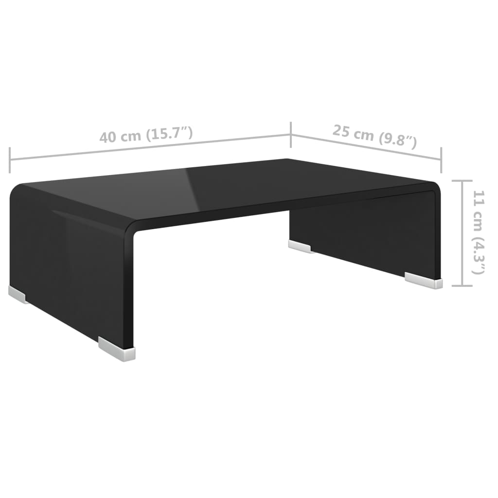 TV Stand/Monitor Riser Glass Black 40x25x11 cm