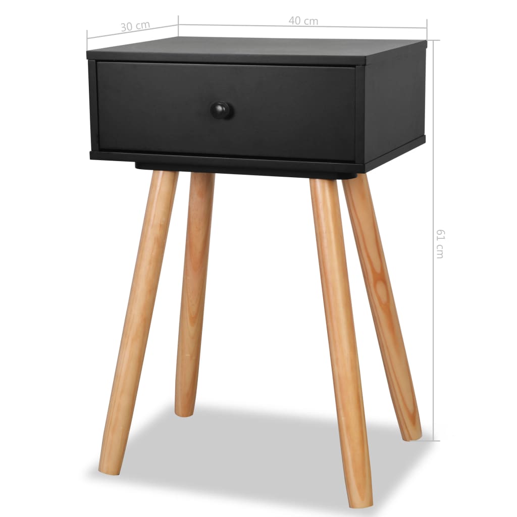 Bedside Tables 2 pcs Solid Pinewood 40x30x61 cm Black