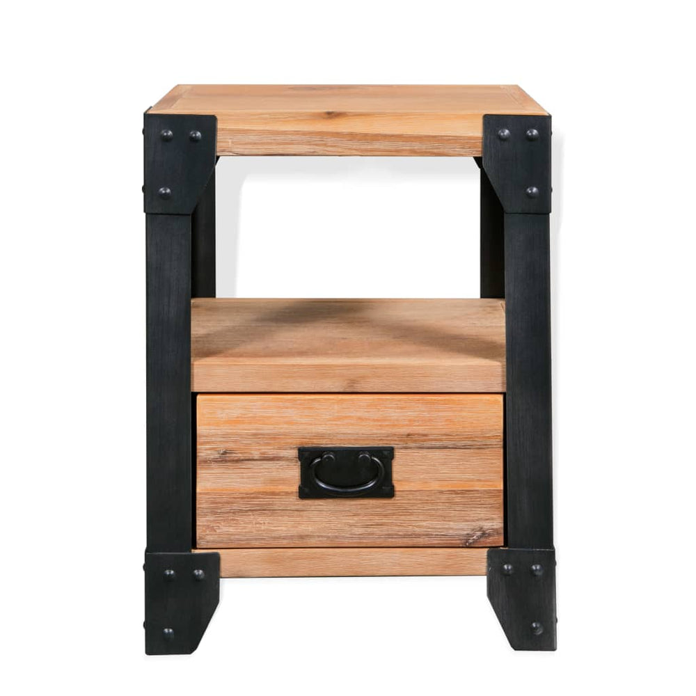 Nightstand Solid Acacia Wood Steel 40x30x54 cm