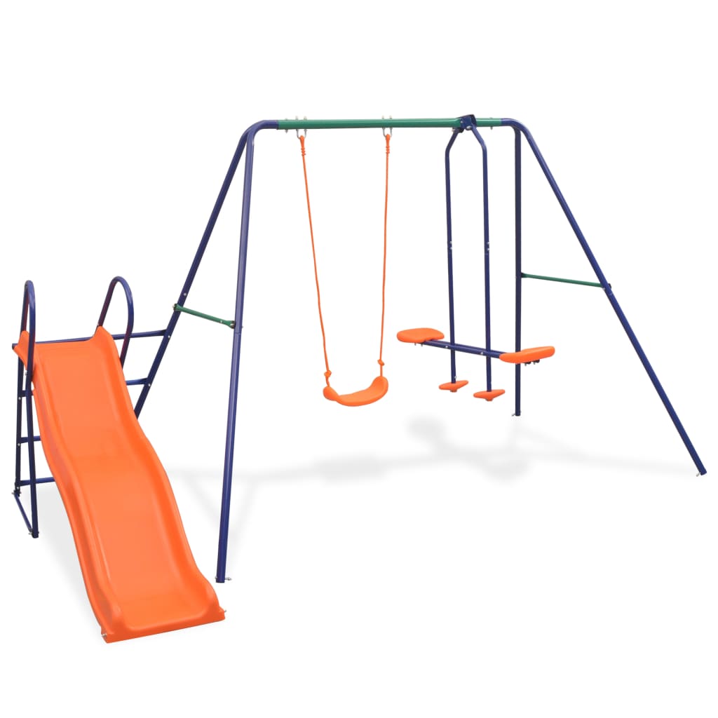 feed-cond-new, feed-sl-vidaXL Freight Payable, new, Orange, Outdoor Play Equipment, parcel, Swing Sets & Playsets, Toys & Games, Toys & Games > Outdoor Play Equipment > Swing Sets & Playsets, vidaXLSwing Set With Slide And 3 Seats Orange - Premium Swing Sets & Playsets from vidaXL - Just $295! Shop Online Buy Now at S & D's Value Store Family Business Best Customer Service