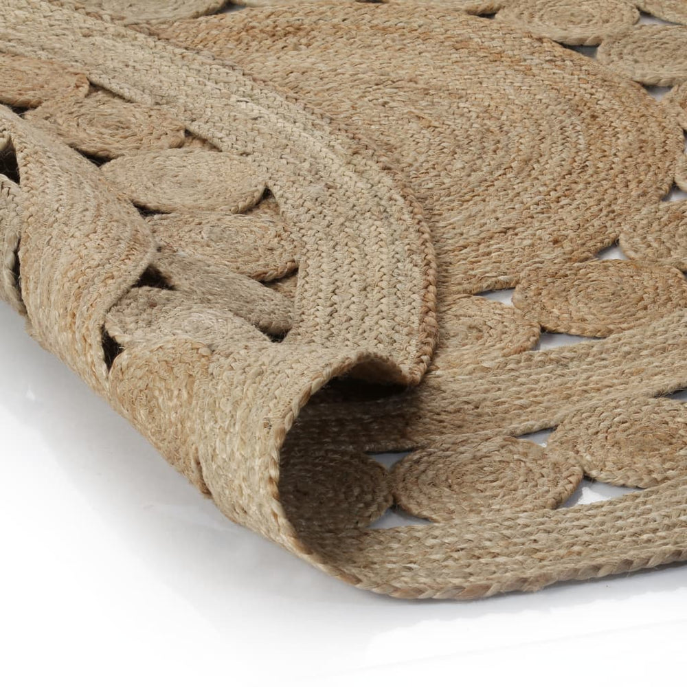 Area Rug Braided Design Jute 150 cm Round